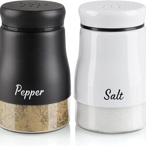 Salt and Pepper Shakers Set, 5 Ounce Salt and Pepper Dispenser with Glass Bottom